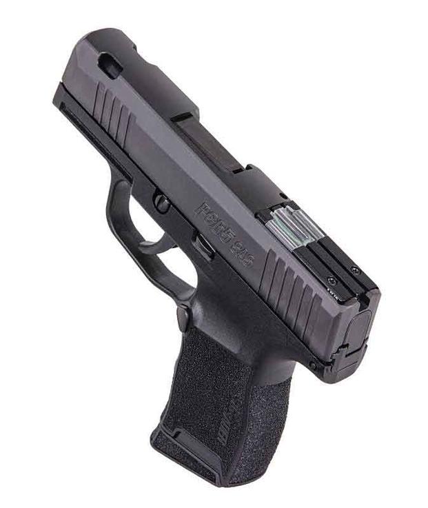 The P365 Sig Anti Snag (SAS) pistol features a Meprolight FT Bullseye Sight. Sig Sauer photo