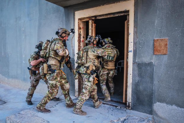 Green Berets conducting room clearing and close quarters battle training