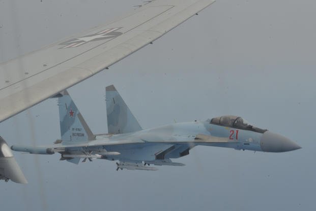 Two Russian Su-35 aircraft unsafely intercept a P-8A Poseidon patrol aircraft