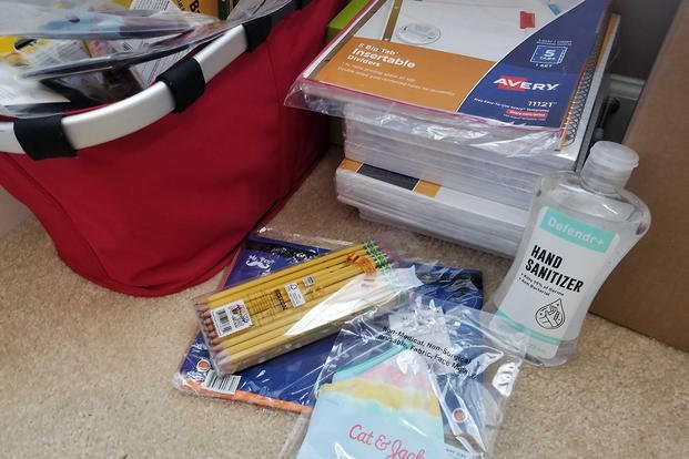 piles of school supplies 