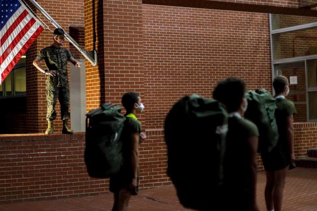 Recruits at Parris Island begin training after spending two weeks in quarantine as a protective measure against COVID-19.