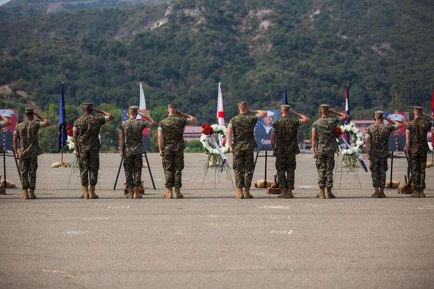 U.S. Marines and sailors memorial service at Marine Corps Base Camp Pendleton