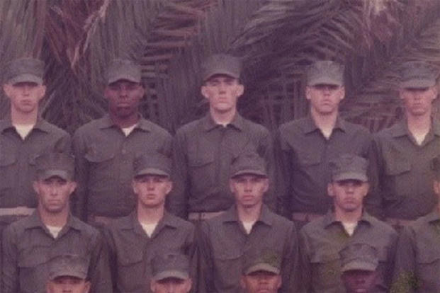 Pvt. Leon Spinks, top row, second from left, graduating from boot camp.