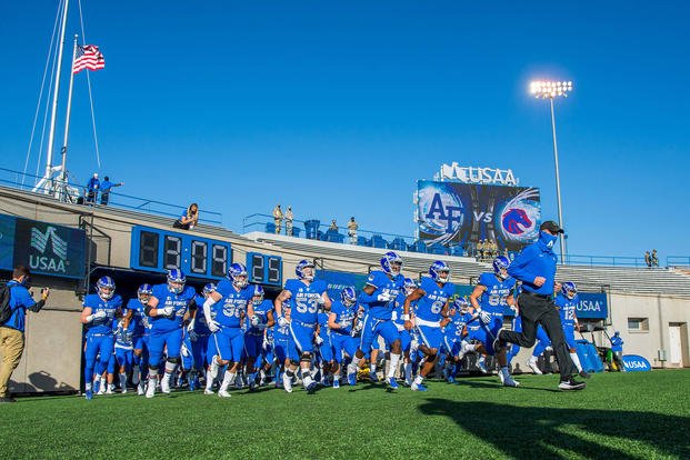 Air Force takes to the field before a football game