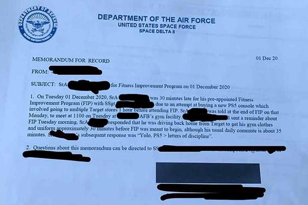 The memorandum for record posted on the Air Force amn/nco/snco Facebook page.