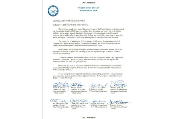 JCS Letter on Capitol Riots