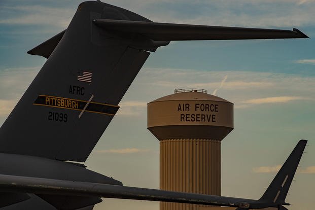 Air Force Reserve plane awaits postflight inspection