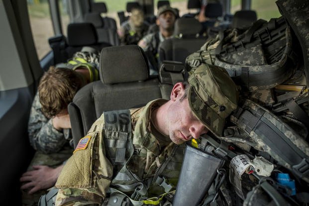 Army Reserve wheeled vehicle mechanic sleeps