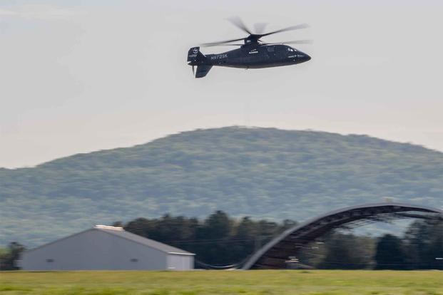 Sikorsky S-97 Raider helicopter flight demonstration.