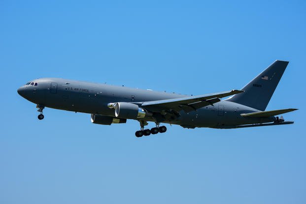KC-46A Pegasus makes its final approach McConnell Air Force Base
