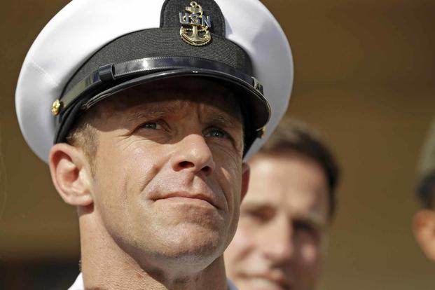 Navy Special Operations Chief Edward Gallagher leaves a military court.