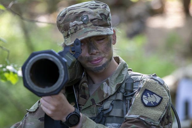 Army cadet performs task at Cadet Field Training