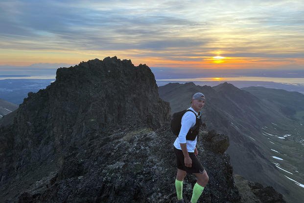 Lt. Duane Zitta, an ultra-endurance athlete and Coast Guard member now stationed at Sector Anchorage, on Joint Base Elmendorf-Richardson, Alaska, climbs in the Chugach Front Range. 