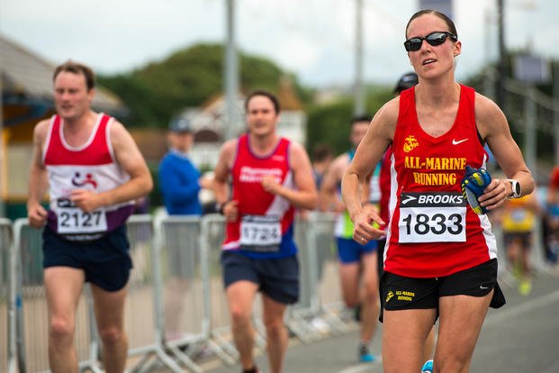 Marine participates in half marathon in England.