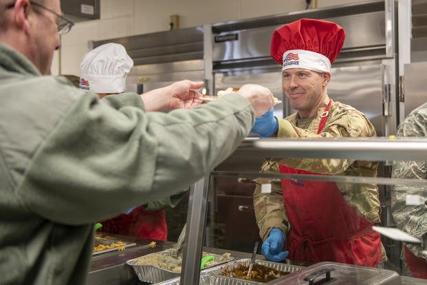 153rd Airlift Wing leaders serve holiday meal in Wyoming.