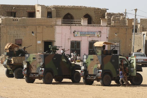 French Barkhane forces patrol the streets of Timbuktu, Mali
