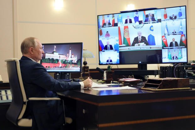 Russian President Vladimir Putin takes part in a virtual Summit