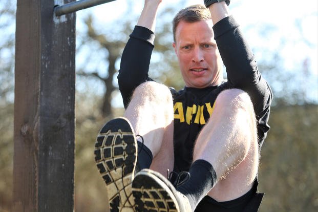 Soldier trains for combat fitness test.