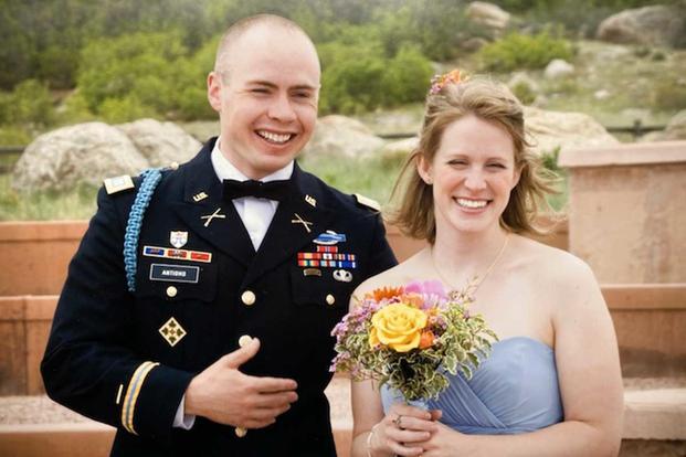 Peter and Amy Antioho on their wedding day