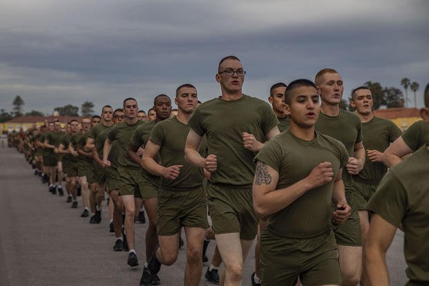 New Marines run in formation. 