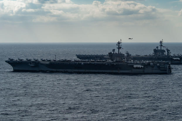 Nimitz-class aircraft carrier USS Carl Vinson transits the Philippine Sea