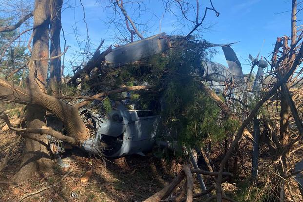 A Navy helicopter crashed into a forest in Virginia