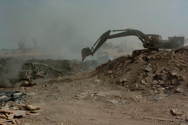 A burn pit at a landfill in Balad, Iraq.