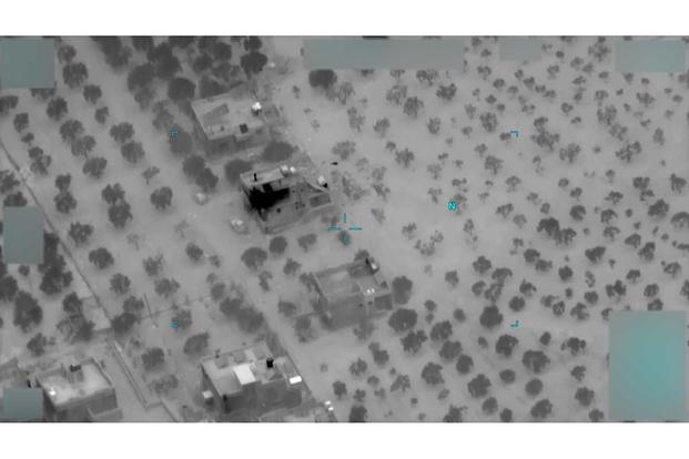 Post-operation image of compound housing ISIS emir Al-Qurayshi in Syria