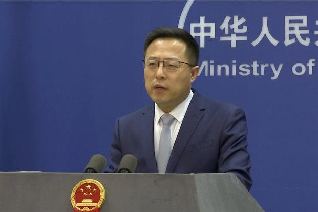 Chinese Foreign Ministry spokesperson Zhao Lijian speaks during a media briefing