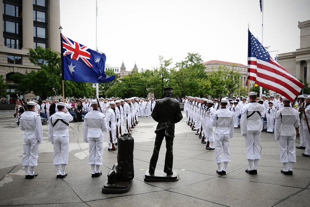 Ceremony commemorates the Battle of the Coral Sea during World War II.