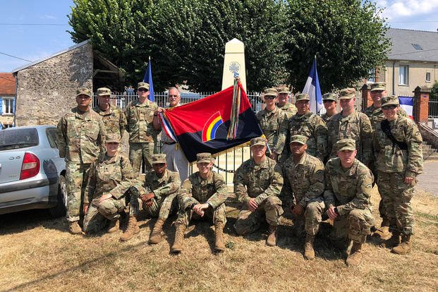 Soldiers from the New York Army National Guard, 42nd Infantry Division, visit the Oise-Aisne American Cemetery in France.