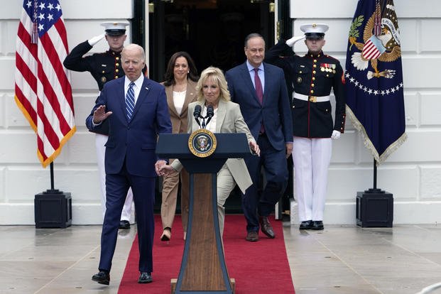 President Joe Biden, first lady Jill Biden, Vice President Kamala Harris, and her husband Doug Emhoff