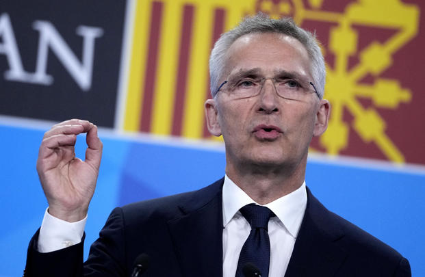 NATO Secretary General Jens Stoltenberg speaks at the end of a NATO summit in Madrid