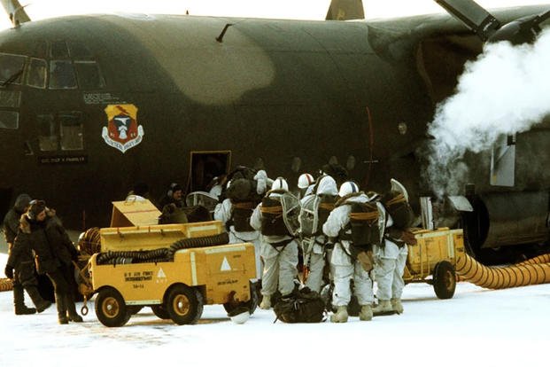 Army troops board a C-130 during another Arctic Warrior exercise held later called Operation Jack Frost
