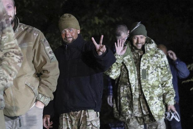 Ukrainian soldiers, who were released in a prisoner exchange between Russia and Ukraine