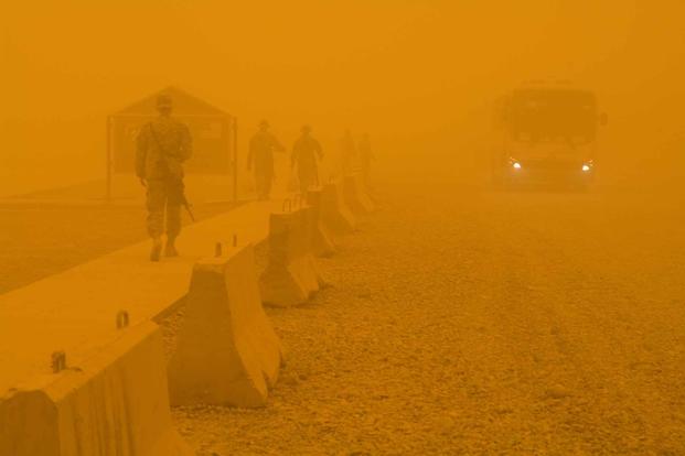 Sandstorm at Forward Operating Base Warhorse, Iraq.