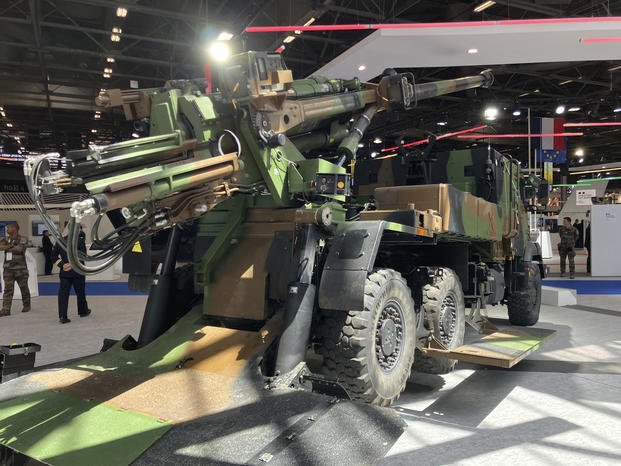 A French artillery piece Caesar at the Eurosatory land and airland defense and security trade fair.