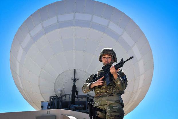 Space Force operator during a training exercise at Schriever Space Force Base.