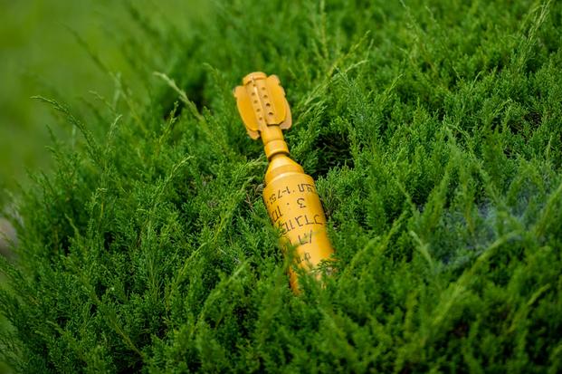 A simulated unexploded ordnance (UXO)