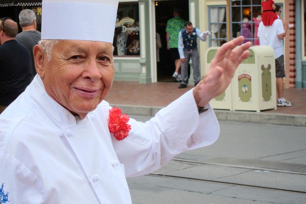 Oscar Martinez, 77, greets diners at the Carnation Cafe at Disneyland in Anaheim, Calif. 