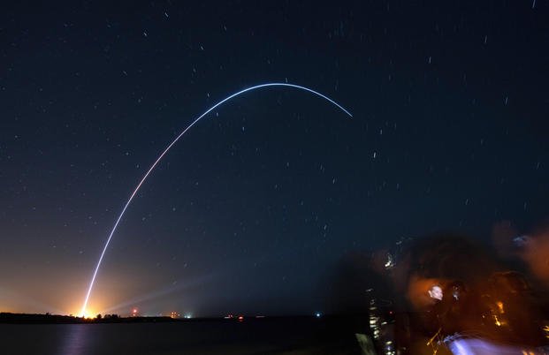 Terran I, a 3D-printed rocket, lifts off from Cape Canaveral.