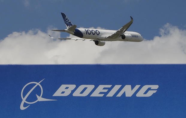 Airbus A 350 - 1000 performs a demonstration flight at Paris Air Show in Le Bourget