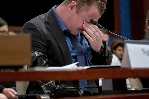 Marine Sgt. Tyler Vargas-Andrews at House hearing on evacuation from Afghanistan.