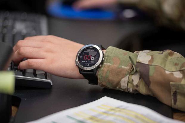 Airman wears a smartwatch at Hill Air Force Base