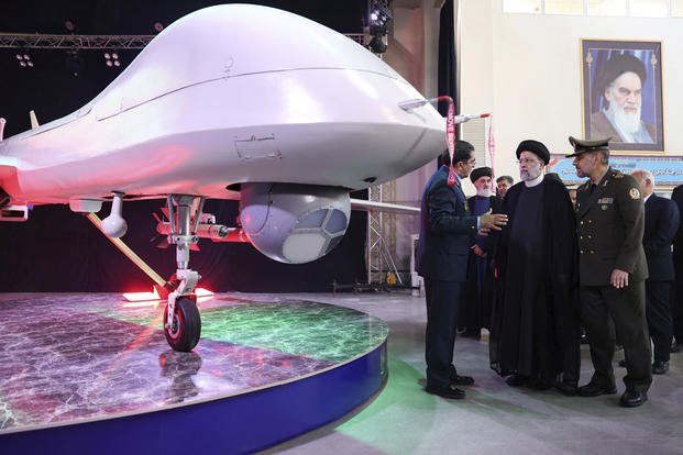 ceremony unveiling a drone called the Mohajer-10