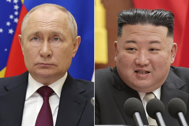 Vladimir Putin and North Korean leader Kim Jong Un
