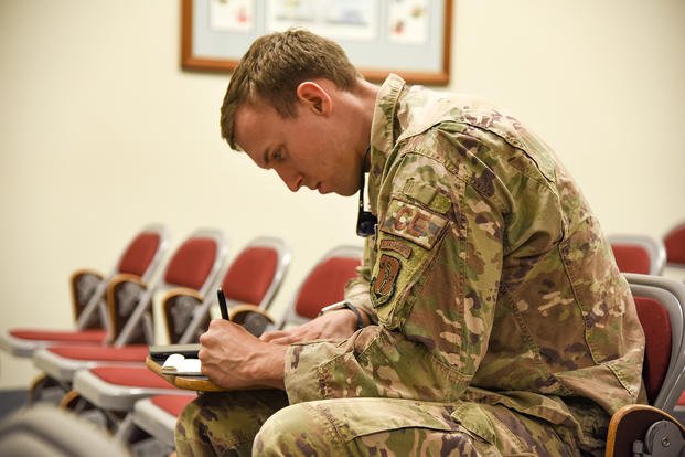 A member of the 117th Air Refueling Wing participate in a resume writing workshop tailored for the USA Jobs site at Sumpter Smith Joint National Guard Base, Alabama.