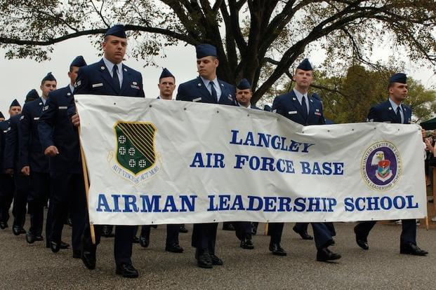 Members of the Langley Airman Leadership School Class 07-G march in the Yorktown Day Parade Oct. 19, which marks the 226th anniversary of the British surrender at Yorktown, Virginia.