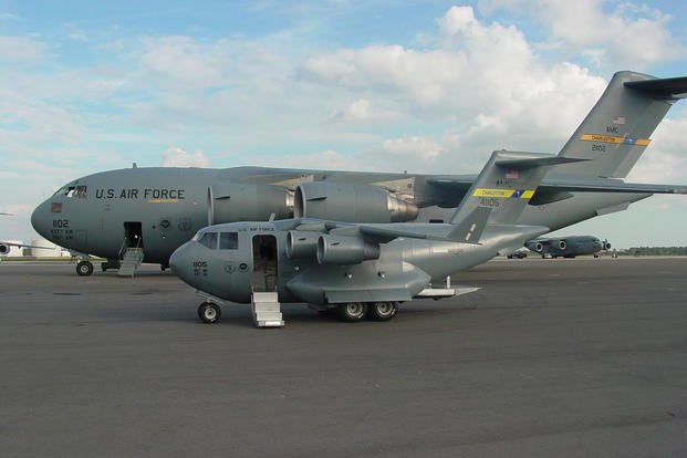 The mini C-17 is an exact replica of the C-17 Globemaster III. 