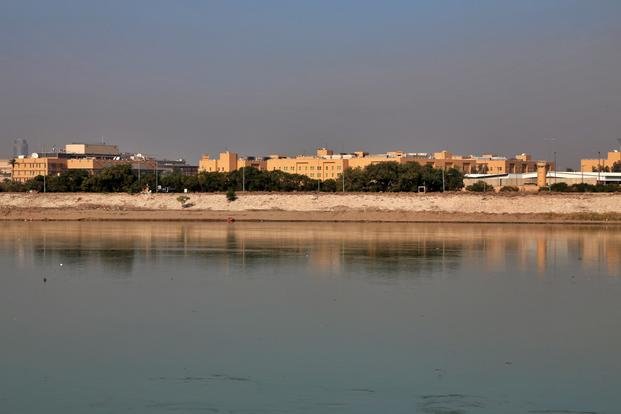 U.S. Embassy is seen from across the Tigris River in Baghdad, Iraq